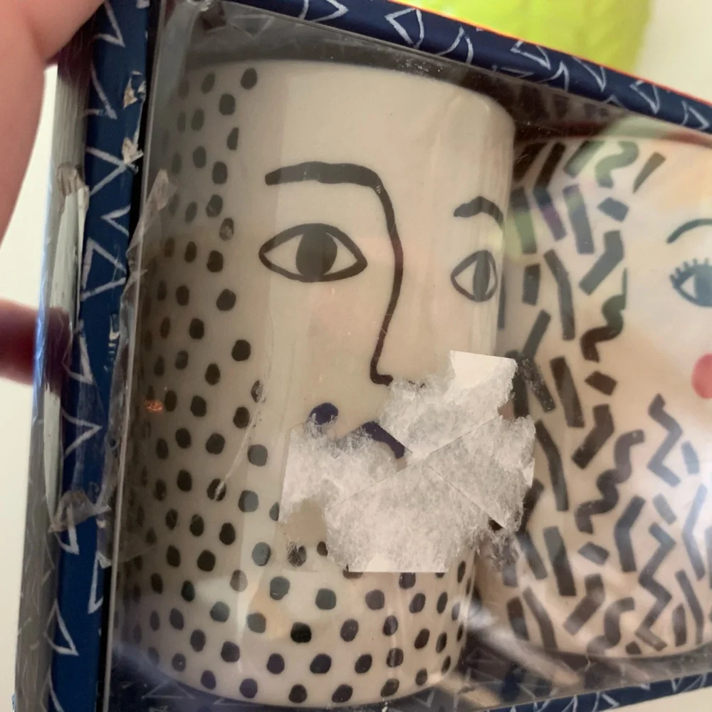 Artistic Face Design Ceramic Egg Cups His snd Hers